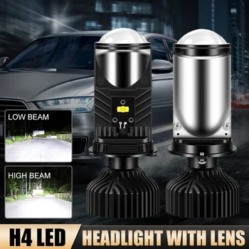 2gab 130W/Pārī Auto Lukturu LED Spuldze H4 Mini Projektora Objektīvs 20000LM DC12V LED Lukturu Hi/Low Beam Lukturi Canbus Piederumi