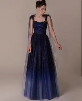 Elegants Prom Kleita Ir 2021. Nave Zilā Spageti Siksna Bez Piedurknēm-Line Krāšņs Backless Vakara Tērpi Oficiālu Īpašu Shinny