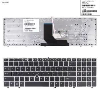 MUMS Klēpjdators Tastatūra HP ProBook 6560B/EliteBook 8570P 8560P SUDRABA RĀMIS MELNS Ar Point stick